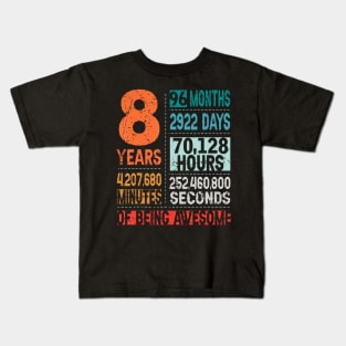 8 Years 96 Months Of Being Awesome 8th Birthday Countdown Kids T-Shirt